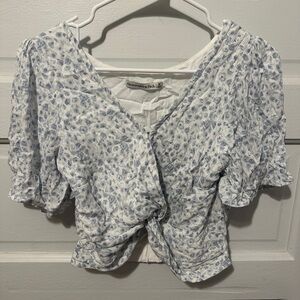 Abercrombie & Fitch Blue Flowy Sleeve Blouse